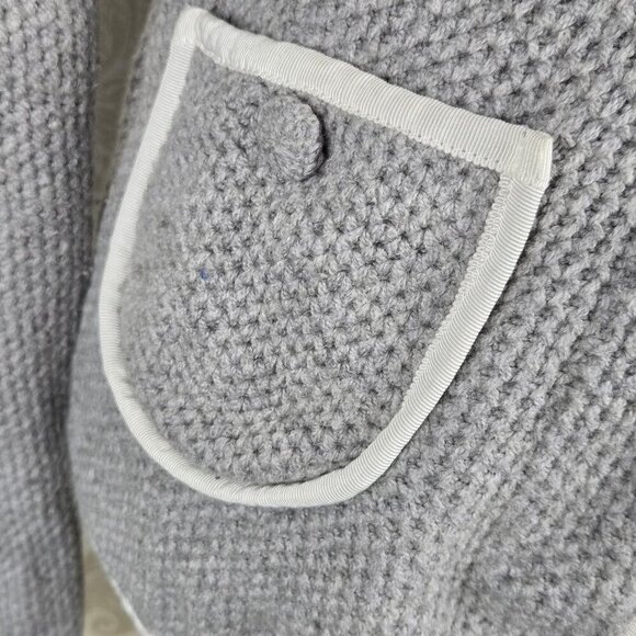 Anthropolgie MOTH Blakely Knit Blazer Size Small Gray White Trim 1 Button Close - Picture 4 of 15